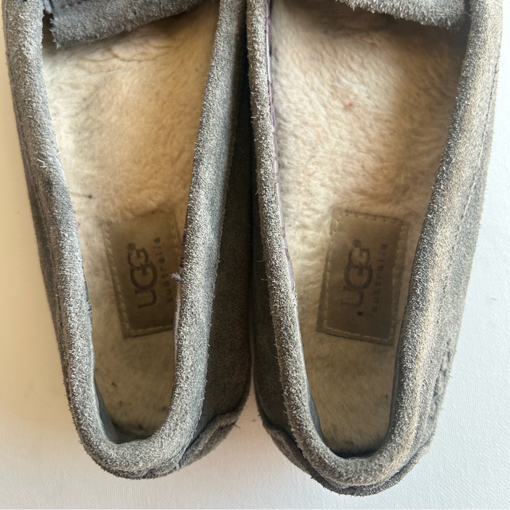 Ugg Wool Sheepskin Lizzy Moccasin Slippers Slip On House Shoe Gray Women's Sz 8 - Picture 6 of 9